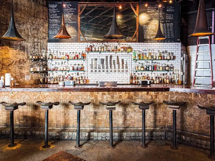 View of bbq table and bar