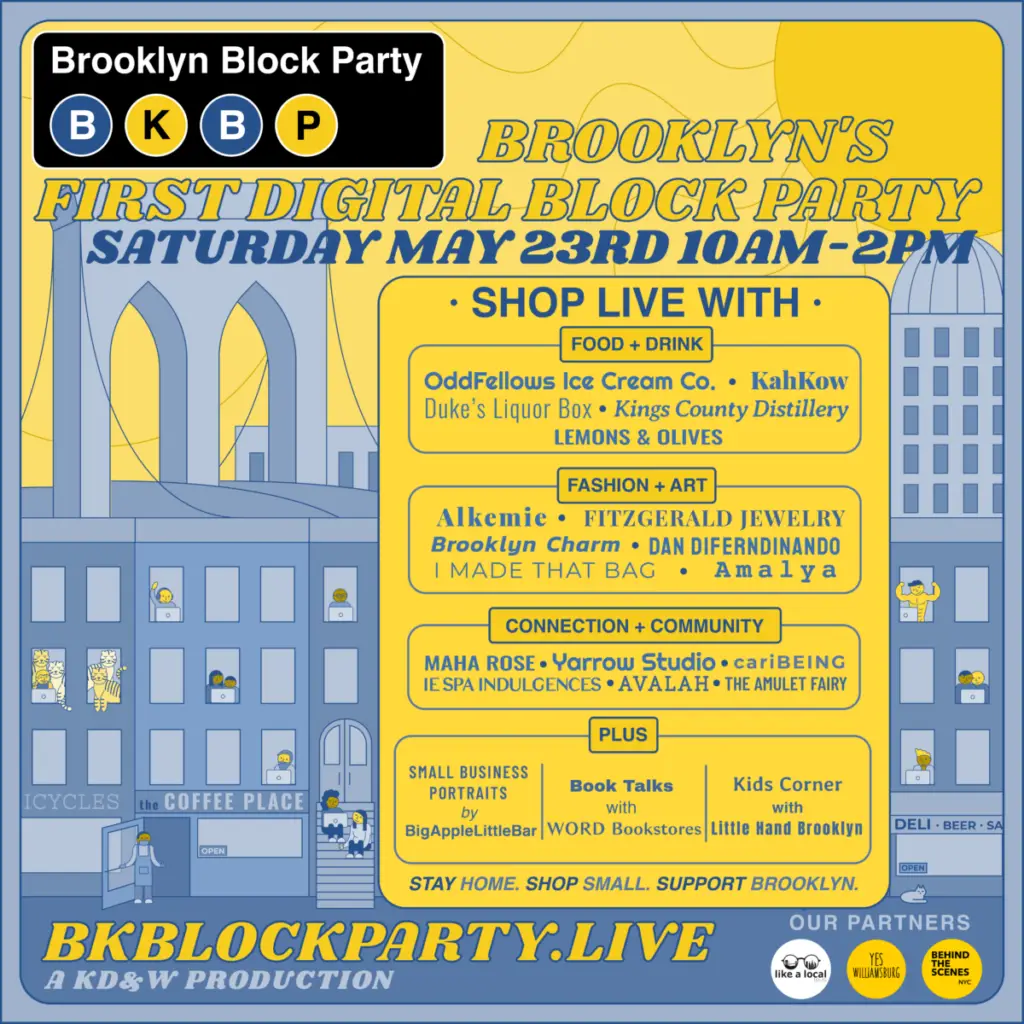 drawings of buildings with business names over them