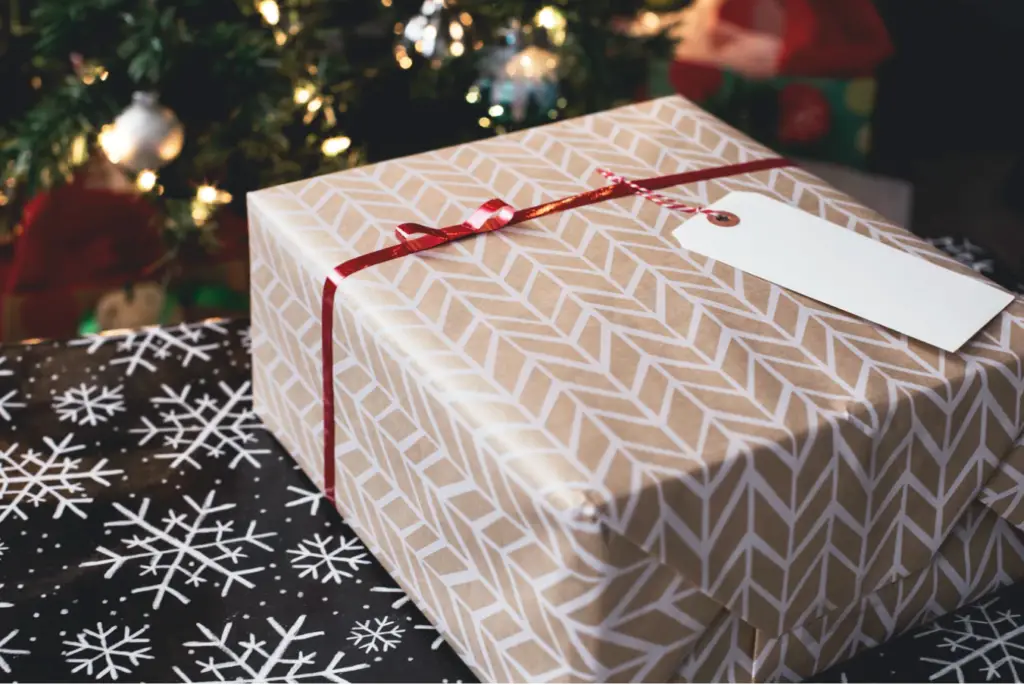 a close up of a wrapped present