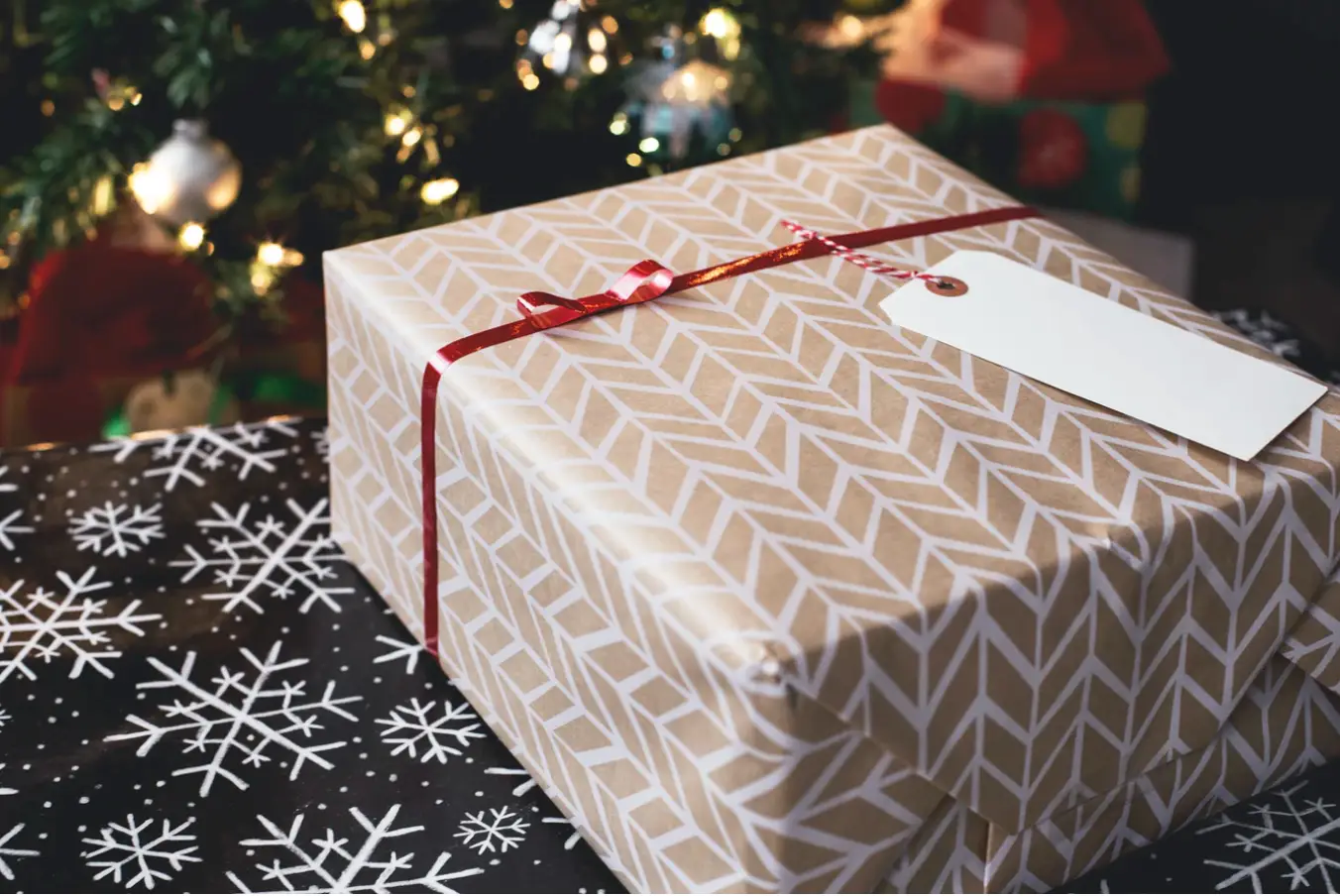 a close up of a wrapped present