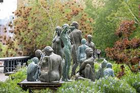 a group of people in a garden