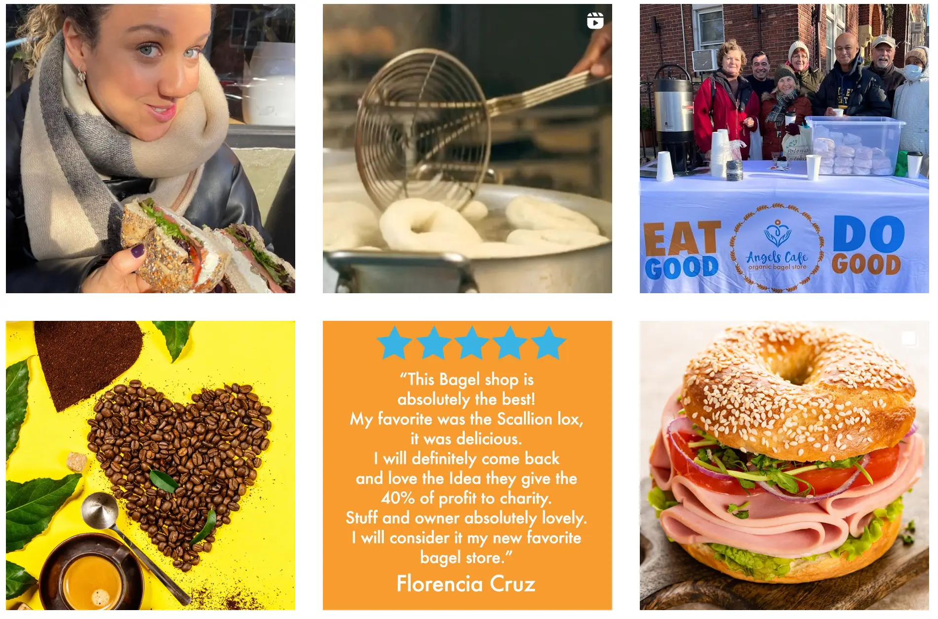 Doing the work - Angels Cafe on our Williamsburg Brooklyn Food Tour | Like A Local Tours instagram photos of bagels and people eating