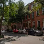 a car parked on a city street