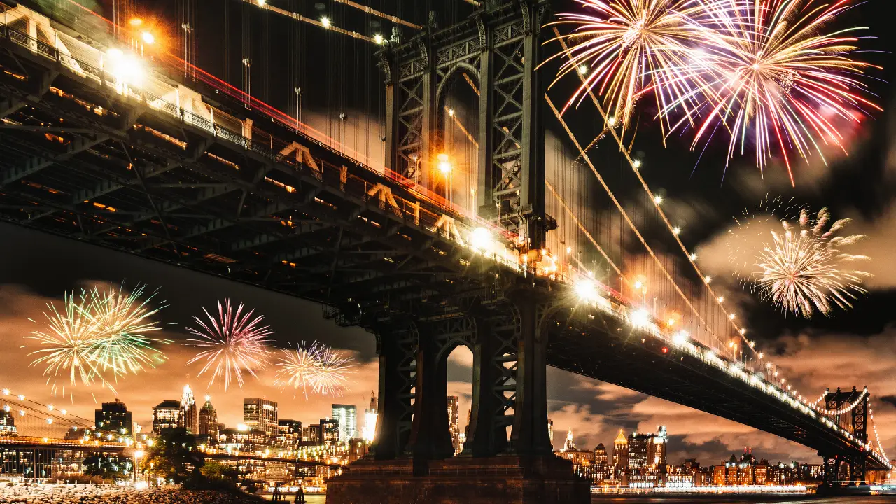fireworks in the night sky