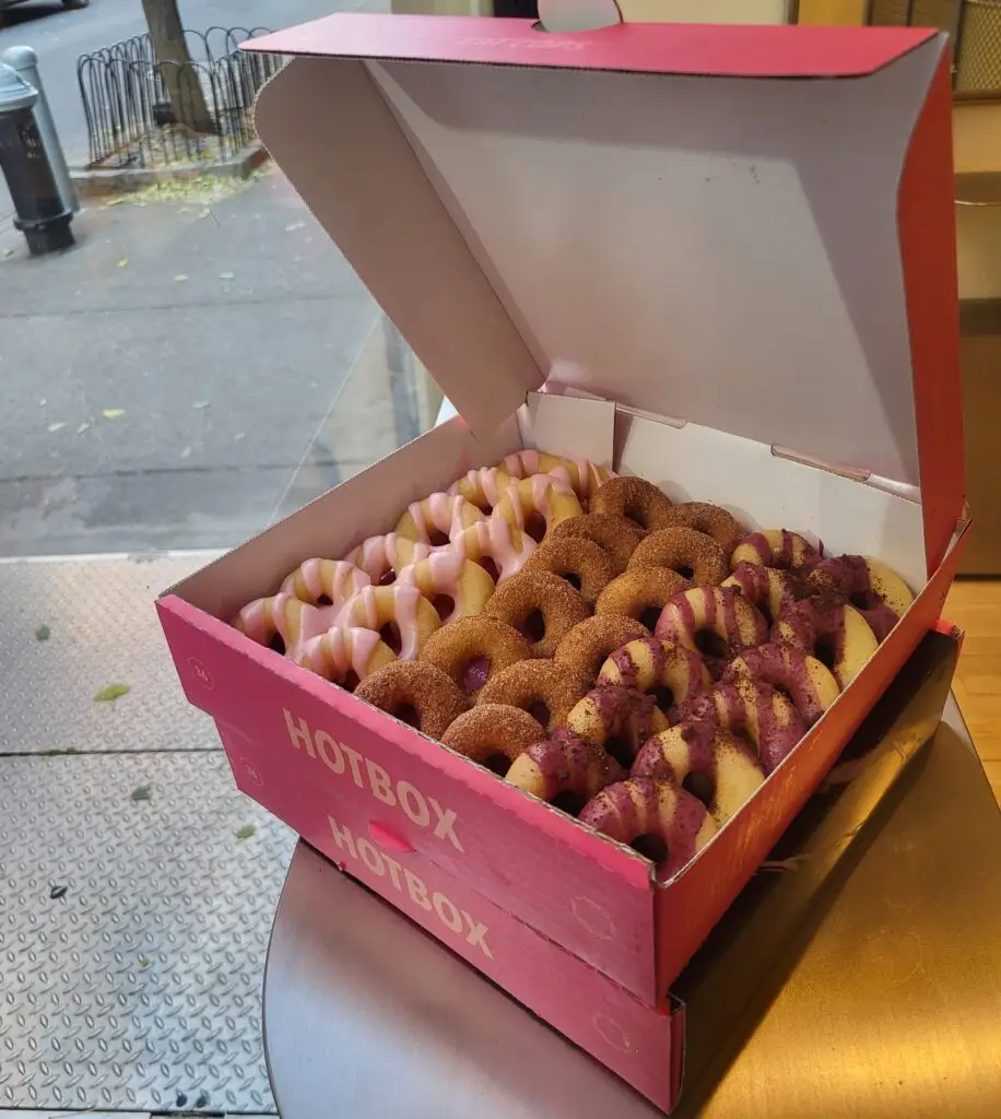 a box filled with doughnuts