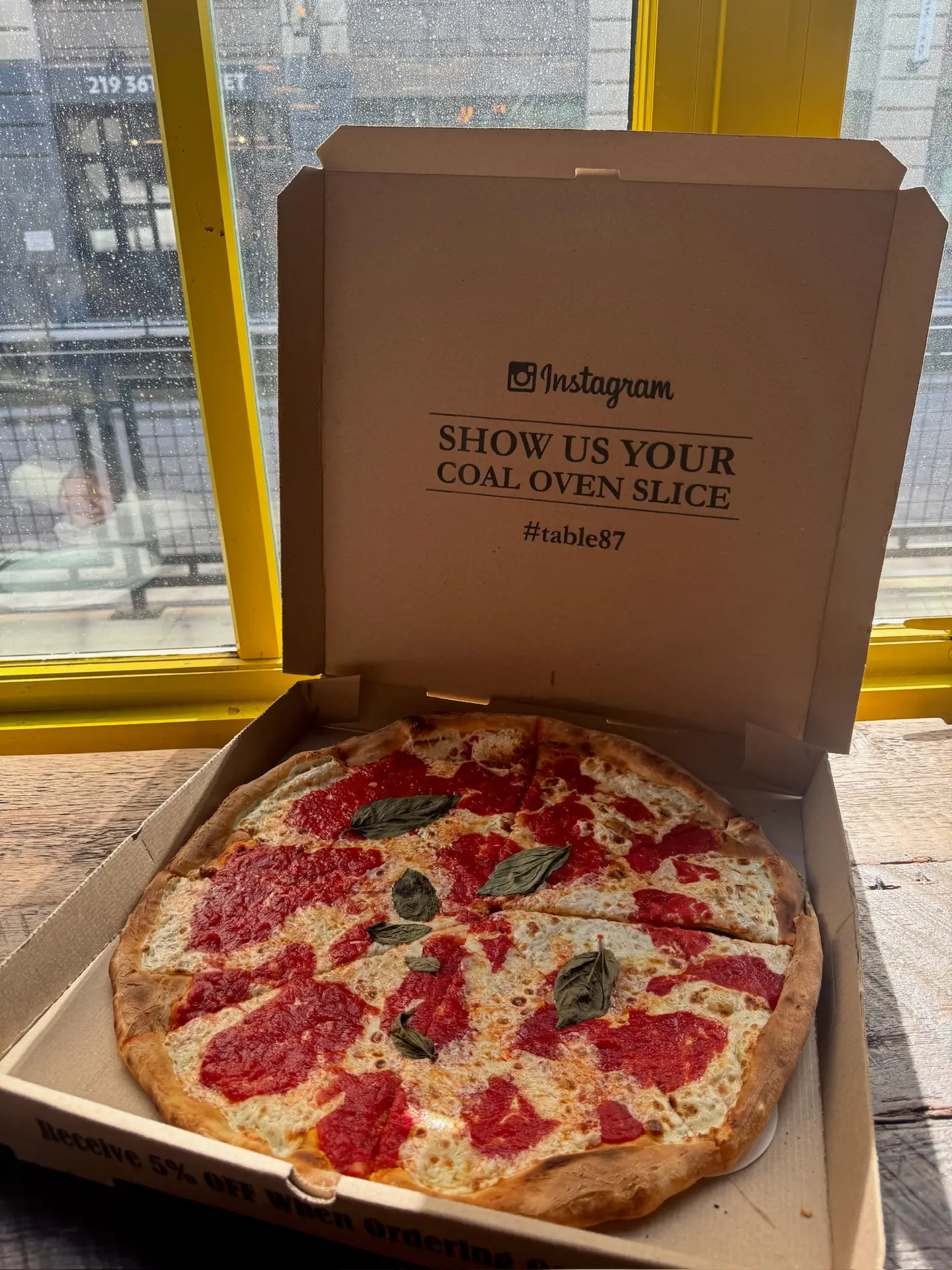 a pizza sitting on top of a box