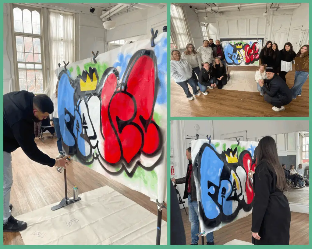 Collage of images from graffiti workshop