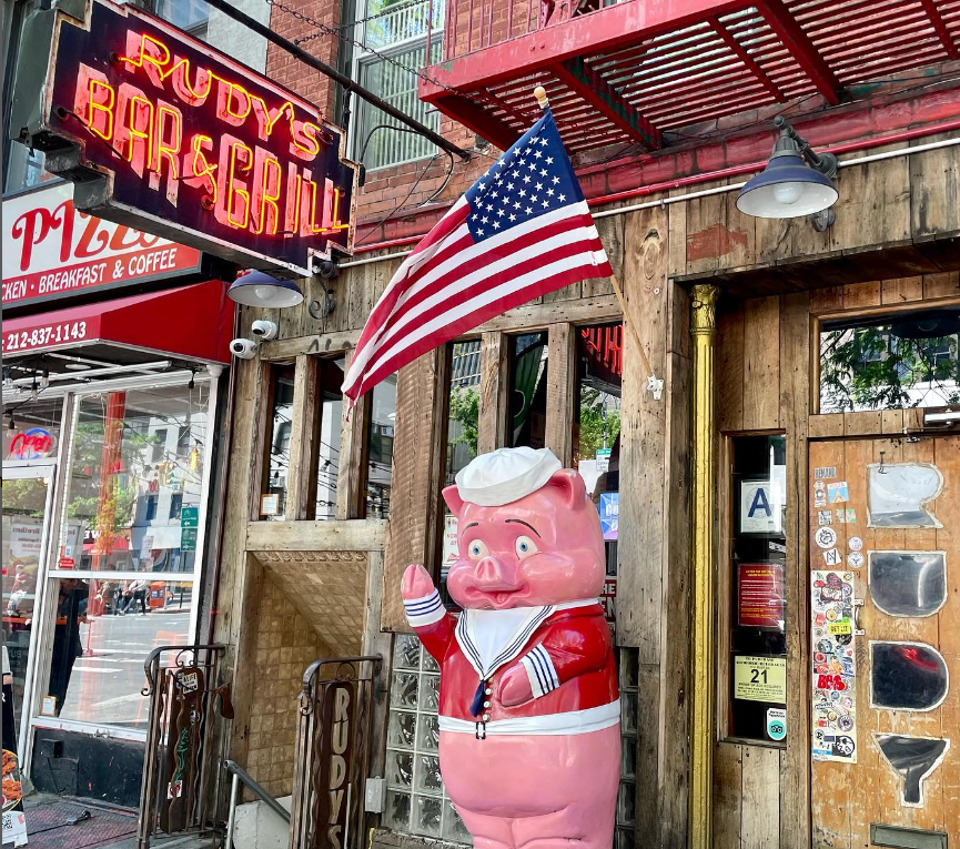 a person standing in front of a store